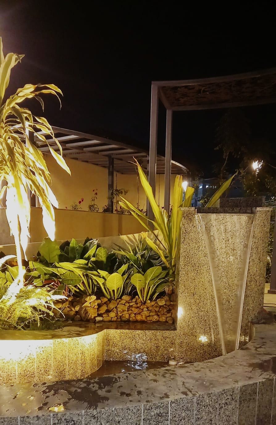 V Design custom waterfall installation